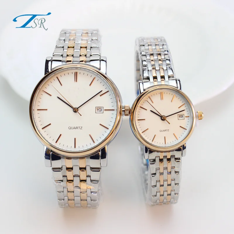 Stainless steel diamond quartz watches high quality stainless steel band lover watch chinese couple watch