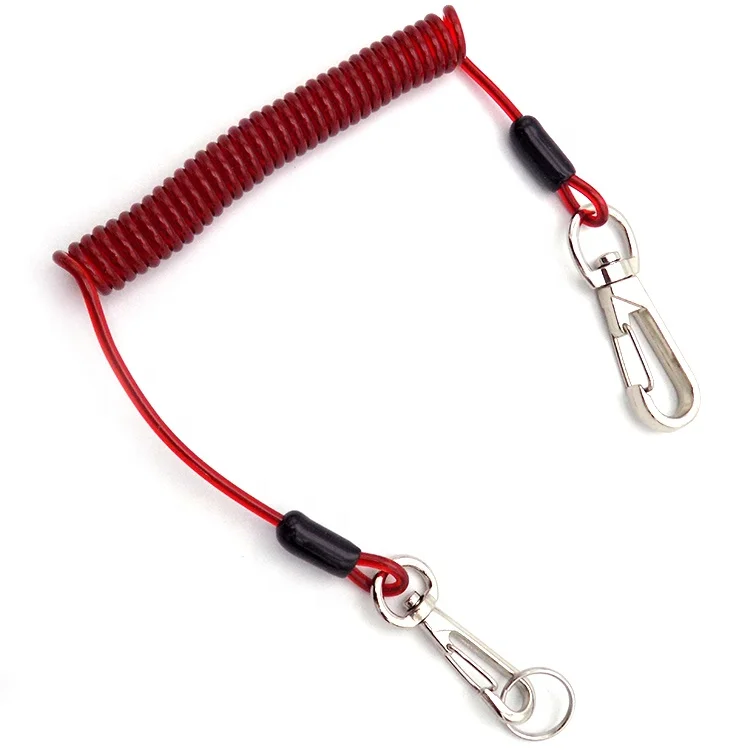 Guofeng safety Spring Coil Spanner Tool Lanyard With Coated Metal Key Ring for safety