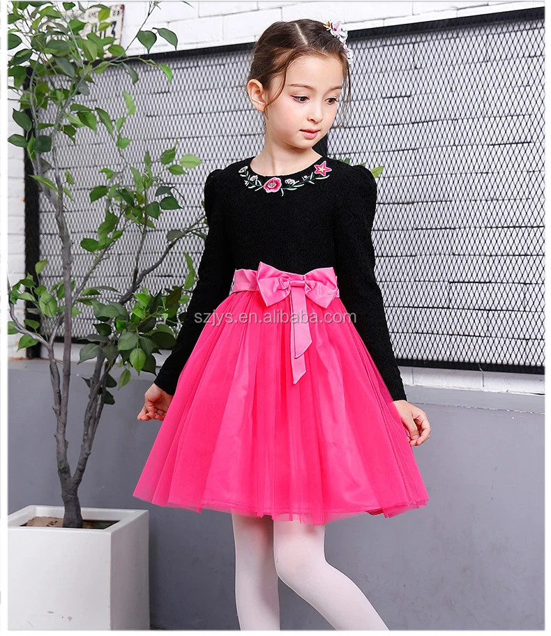 Western style Black embroidered flower turkey children dresses