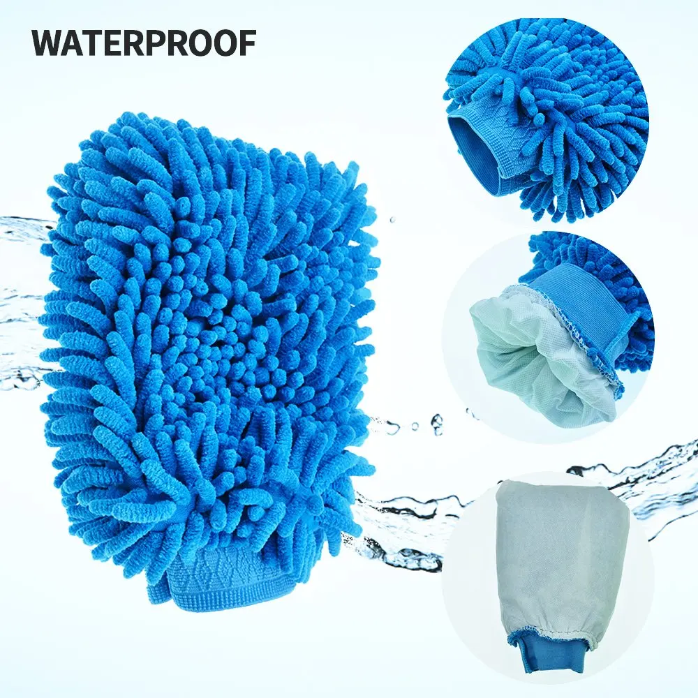 Car Wash Mitt - Double Side Premium Chenille Microfiber - Ultra-soft Wash Glove for Car Cleaning - Scratch-Free Not Fall Wool