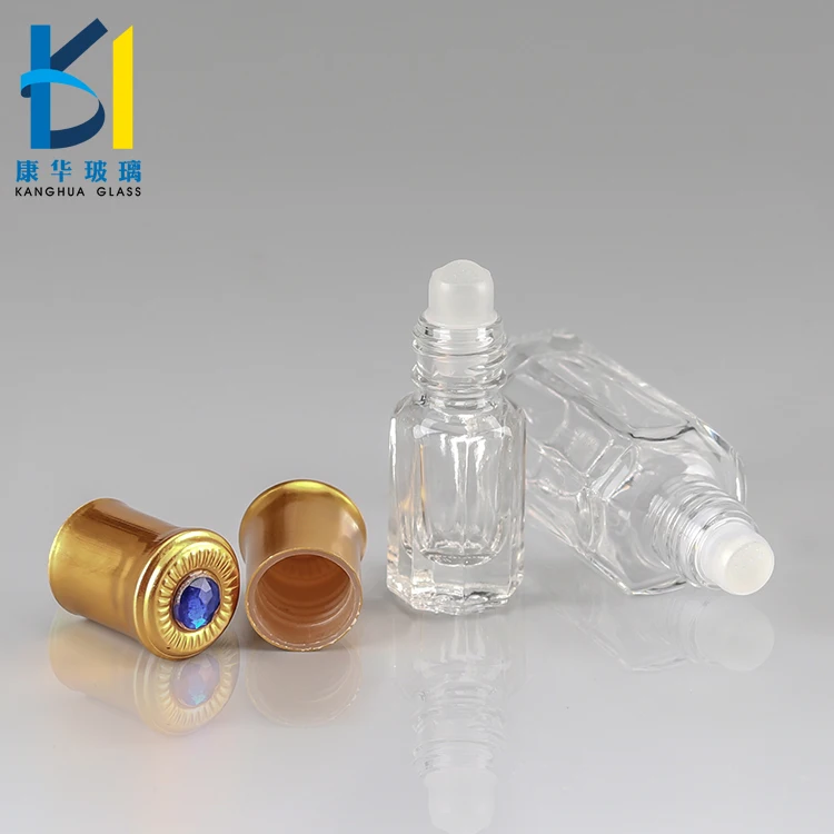 
Wholesale Perfume Clear Octagon Attar Glass Essential Oil 3ml 6ml 12 ml Roll On Bottle 10ml 