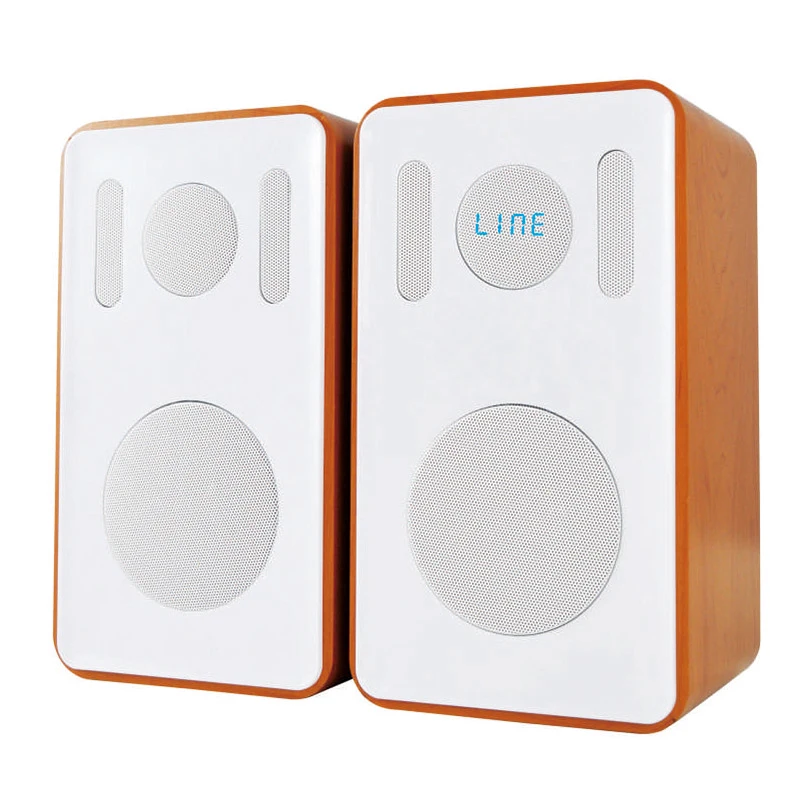  Wooden 2.0 Stereo Computer Bookshelf Speakers With 50W USB TF AUX FM Radio PC/Laptops/Desktops/Phone