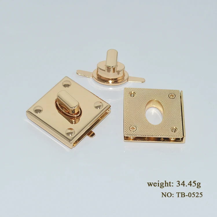 Best selling handbag fitting accessories square shape  metal bag twist turn lock for leather bags