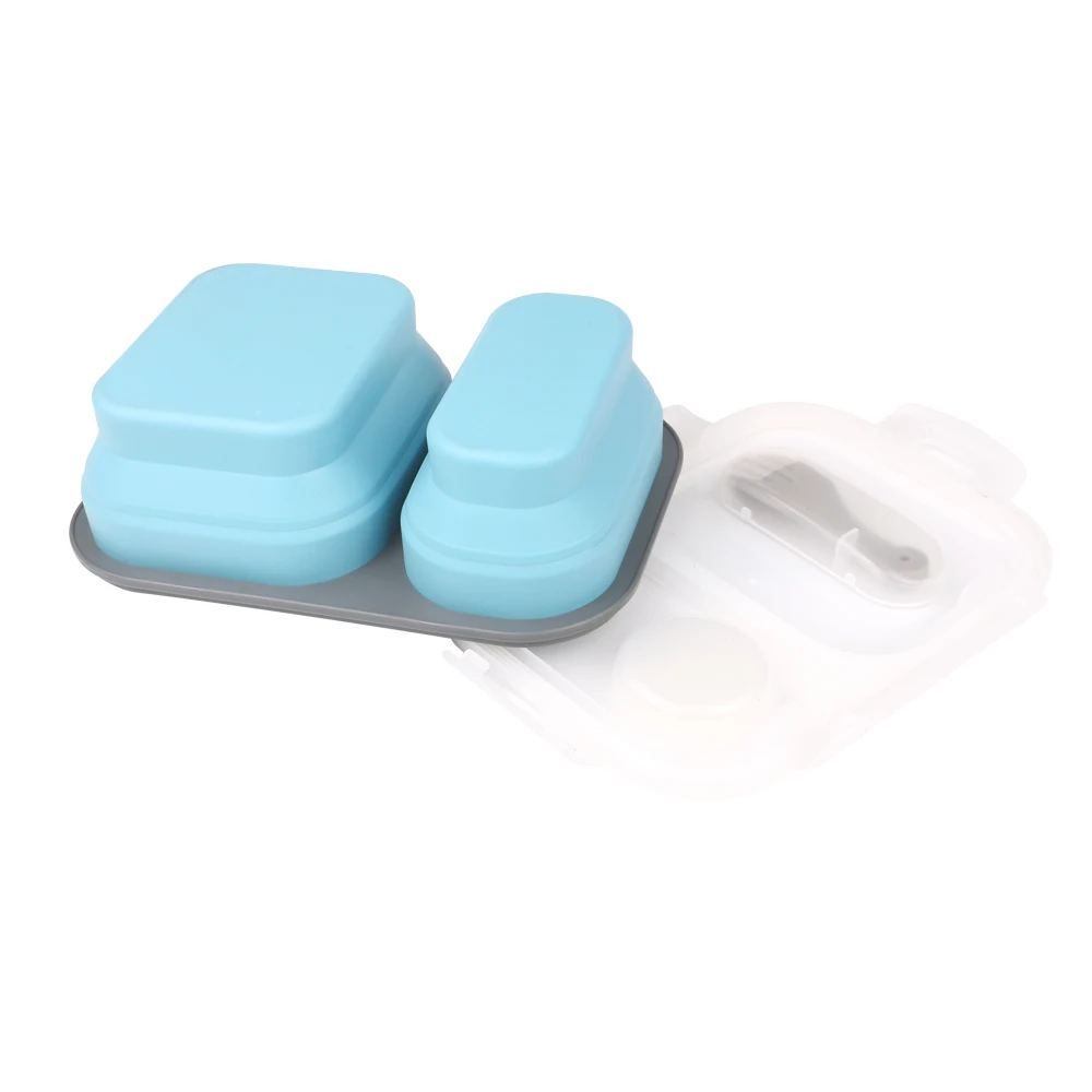 Collapsible lunch box food storage container microwavable portable picnic camping rectangle food box