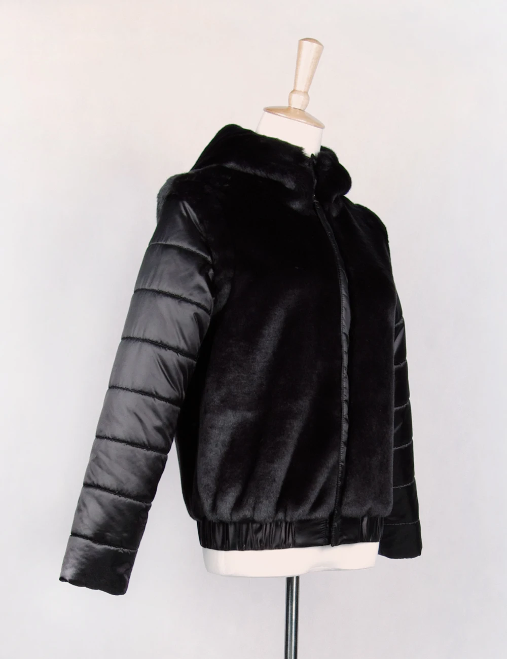 Черная куртка из искусственного меха, женские меховые куртки-бомберы с капюшоном, оптовая продажа