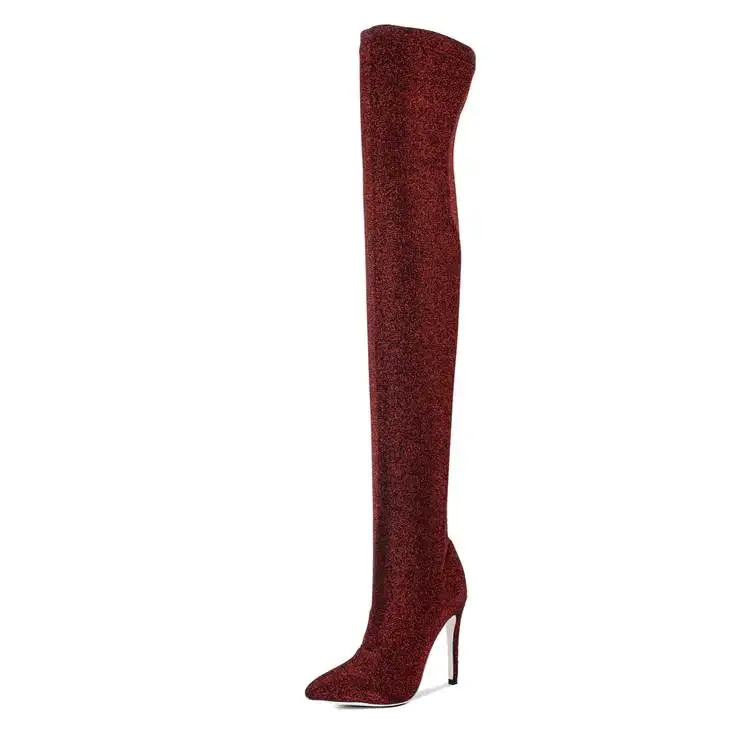 
Fashion Women Leather Sexy Over The Knee Stovepipe High Heels Women Long Boots 