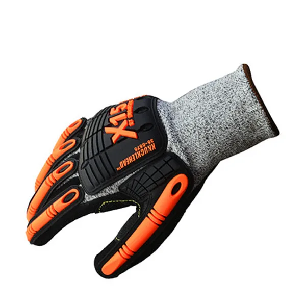 N-D138 13 HPPE Knitted Cut Resistant Gloves Level 5 Mechanic Gloves for Work  with Sandy Nitrile Coated