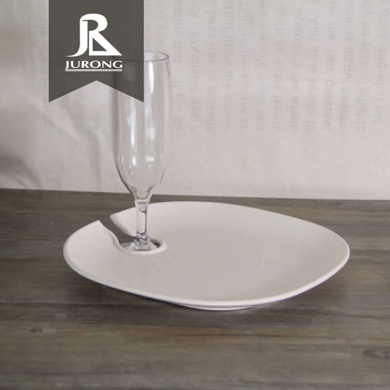 Factory supplies Reusable Cocktail plastic melamine party wine holder plate