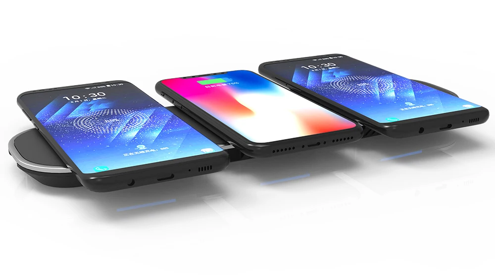 QI Wireless Charging Triple Pad 2 USB ports Wireless charger station for iPhone and Samsung