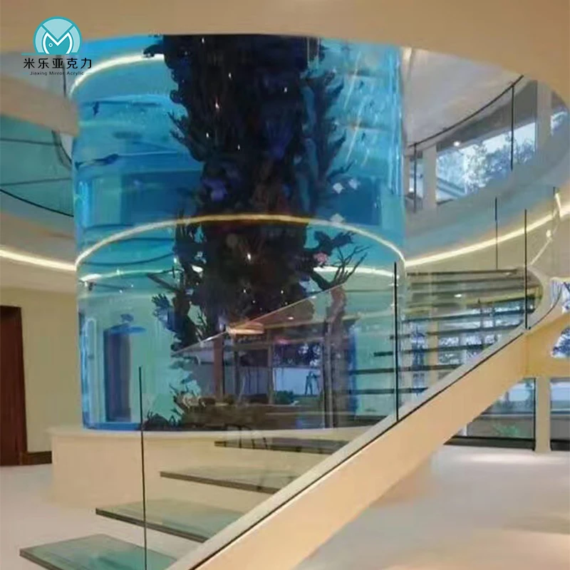 Low price direct selling transparent cylinder aquarium round glass fish tank