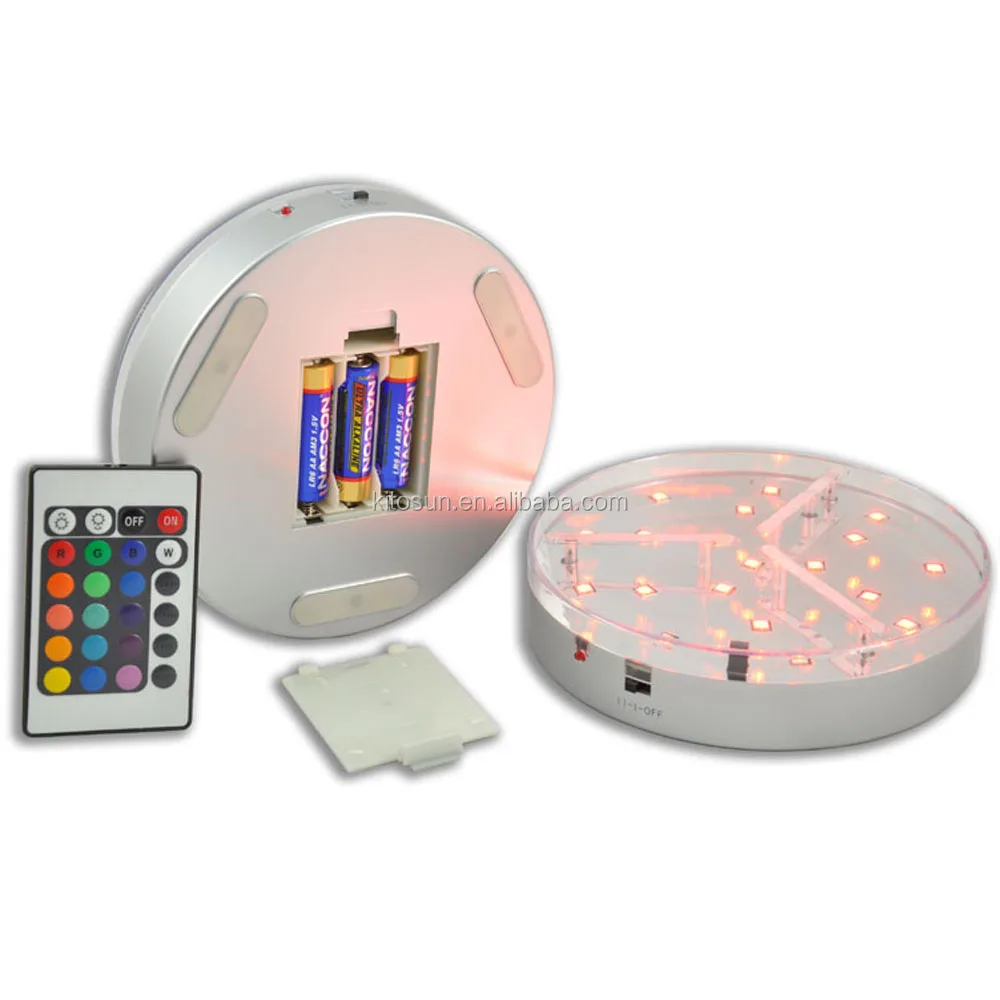 Rechargeable 6 inch colorful christmas decoration LED centerpiece base under table led light