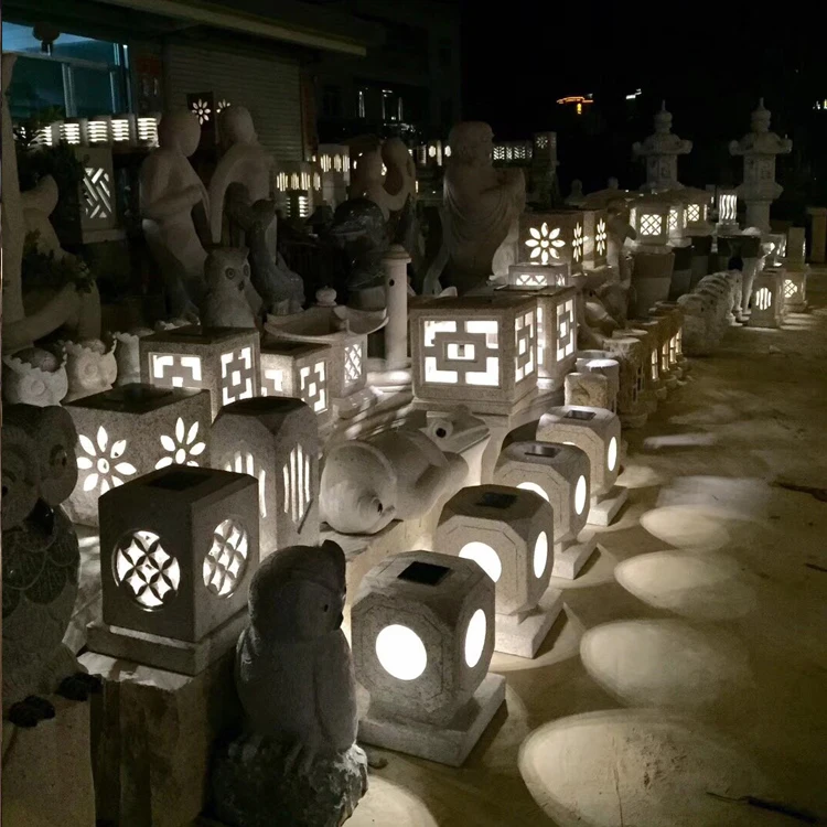 Chinese Garden decoration natural stone solar lanterns