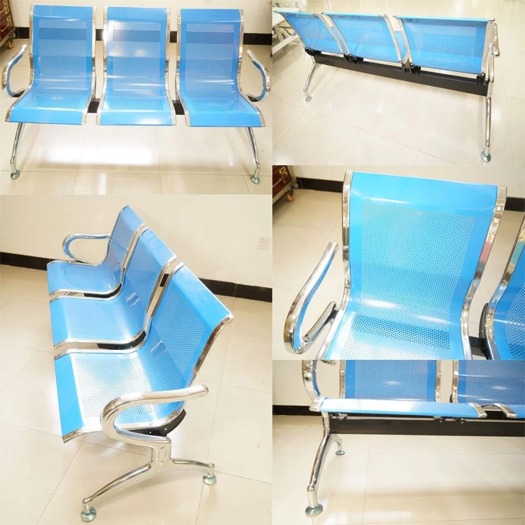 Hot Sale Used Hospital Furniture Patient Stainless Steel Medical Waiting Benches Chairs with Arm Seating