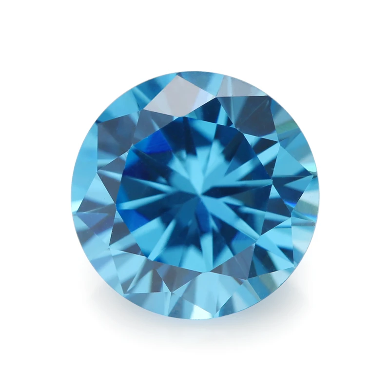Aquamarine Color 1mm ~10mm Round Synthetic Cubic Zirconia stone prices