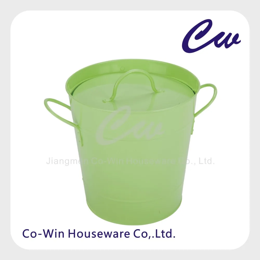 Galvanized Steel Metal Ice Bucket With Plastic Inner Liner And Lid Scoop / Ice Bucket / Champagne Bucket
