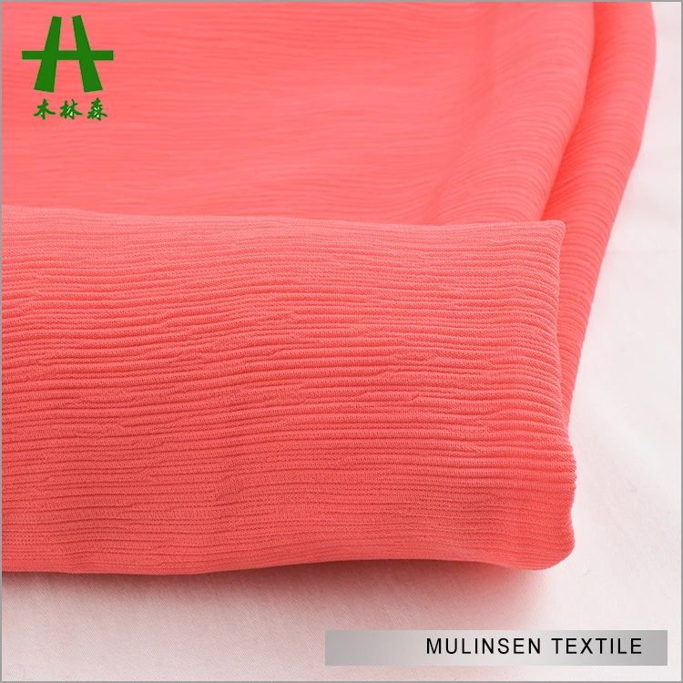 Mulinsen Textile Woven 100% Polyester 100D Crinkle Chiffon Crushed Crepe Fabric