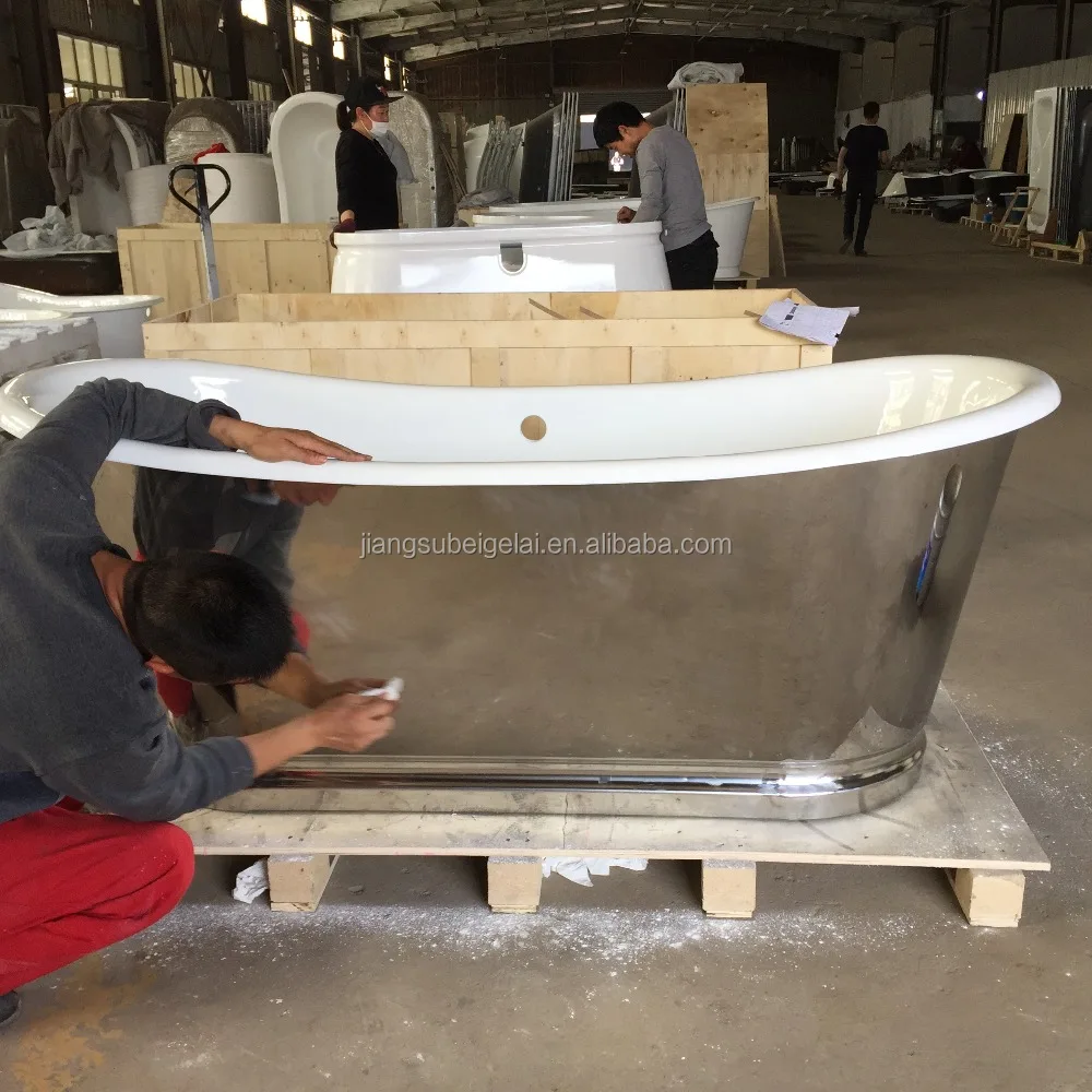 factory hot sell fico vintage freestanding enameled cast iron marble bathtub paint for bathroom with mirror finish stainless steel