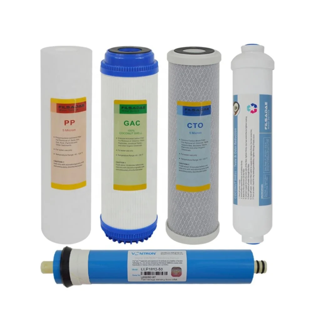 
Reverse Osmosis System Replacement Filter Set 5 stage Filters with 50 GPD RO Membrane Elements 