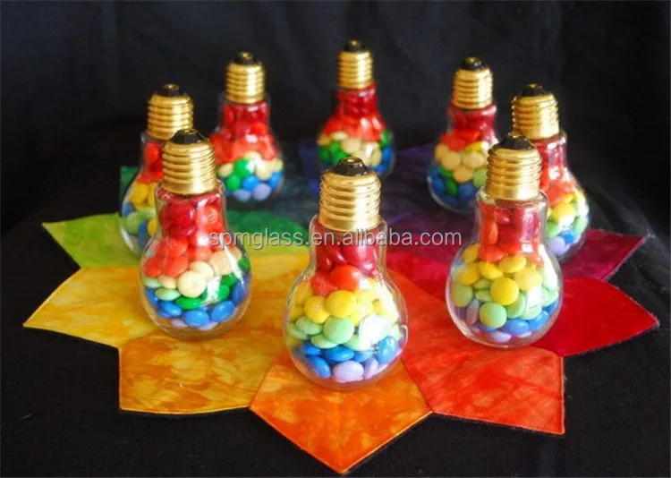 glass light bulb shape candy jar with lid