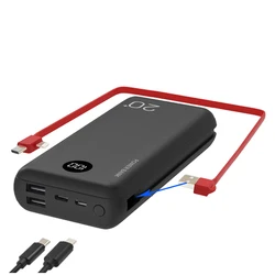 Best selling products usa OEM portable 3 USB port 20000mah LCD screen display built-in cable battery power bank