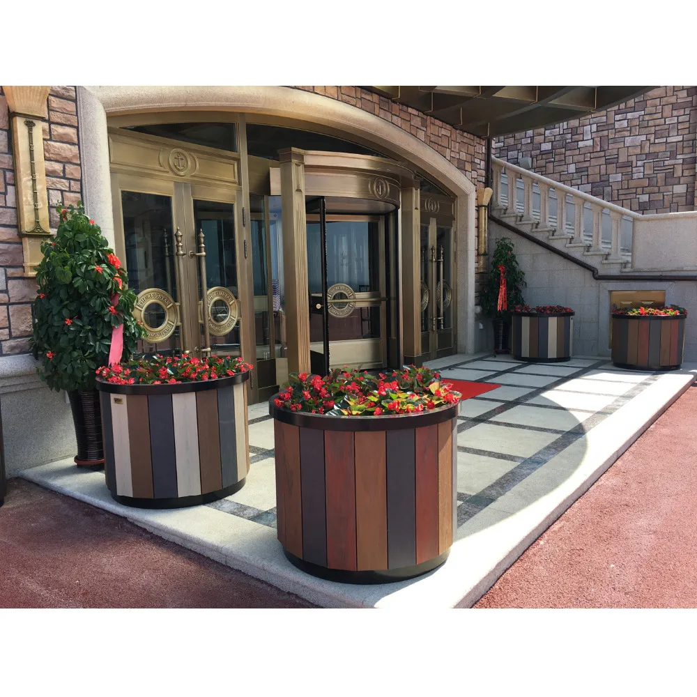 Outdoor Garden Plaza Wood Plastic Boards WPC Flower Pot Plant Grow Box Wooden Plant Box