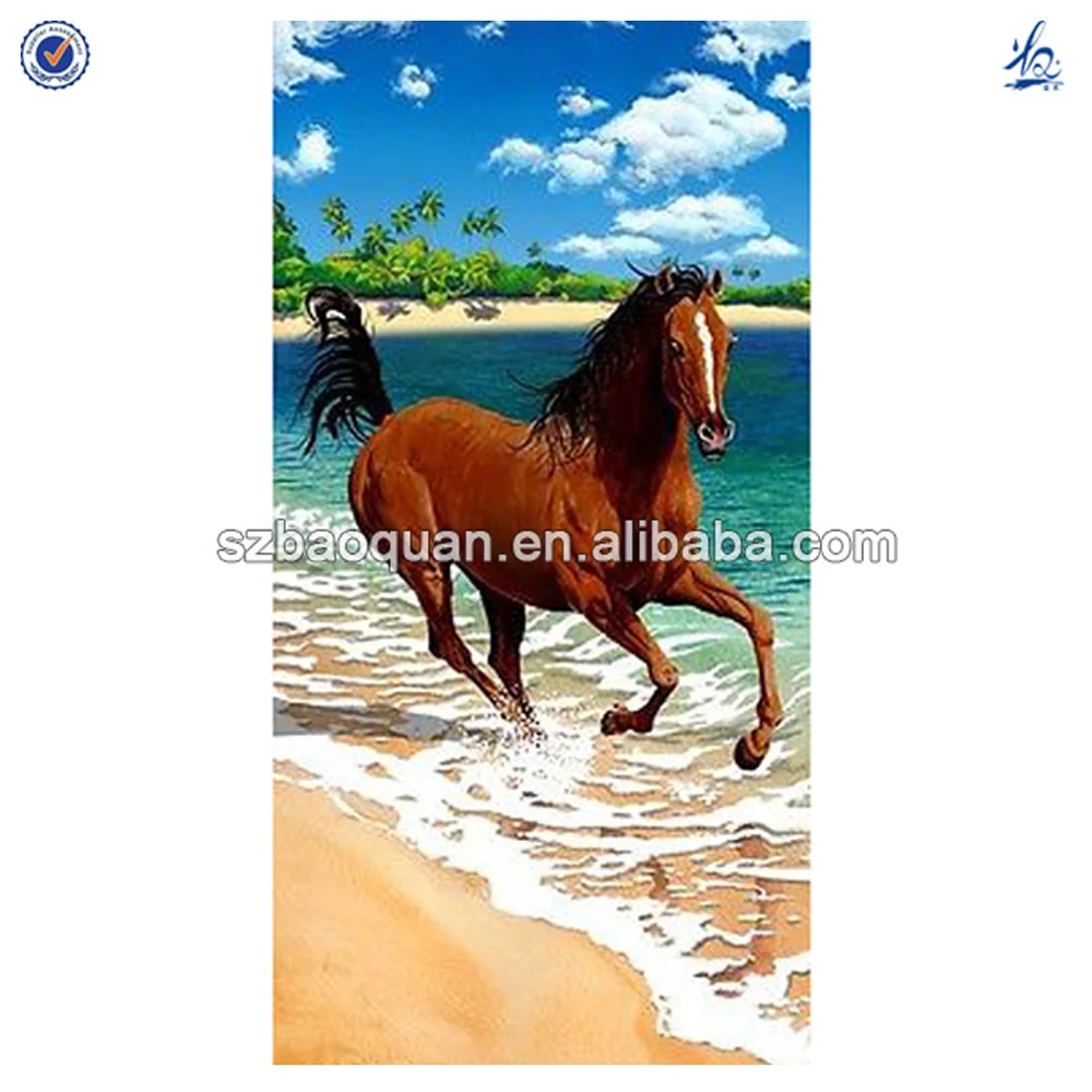 running horse bath towel/100% cotton custom horse beach towel