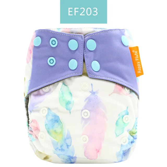 Happyflute Double-Row Snap Washable Bamboo Charcoal AIO Cloth Diaper Reusable Night Nappies for Baby factory wholesale