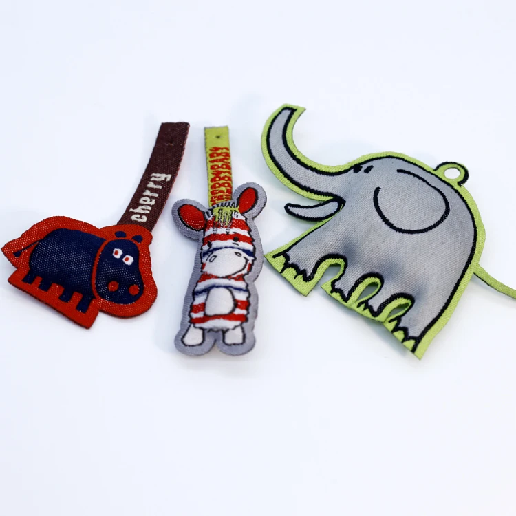 Custom Brand Name Logo Cute Shaped Woven Puffed Zipper Puller bag handbag  cotton filled woven zipper puller for Kids Clothes