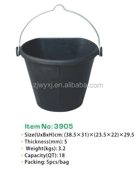 Tyre rubber industry buckets cement pail Rubber pail with steel handle