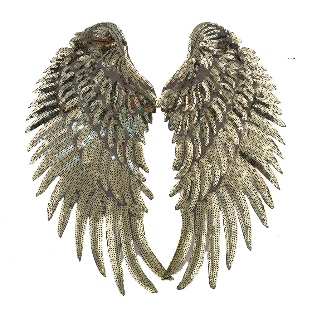 Garment Processing Accessories Angel Wings Patch Shape Sequin Angel Embroidery Patch.