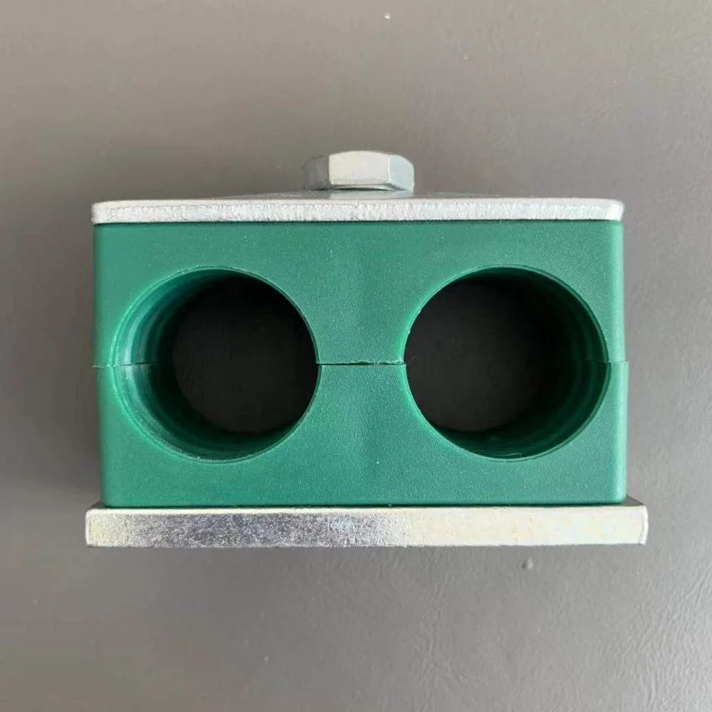 Green PP Twin double hole heavy series single hex bolt  pipe clamps