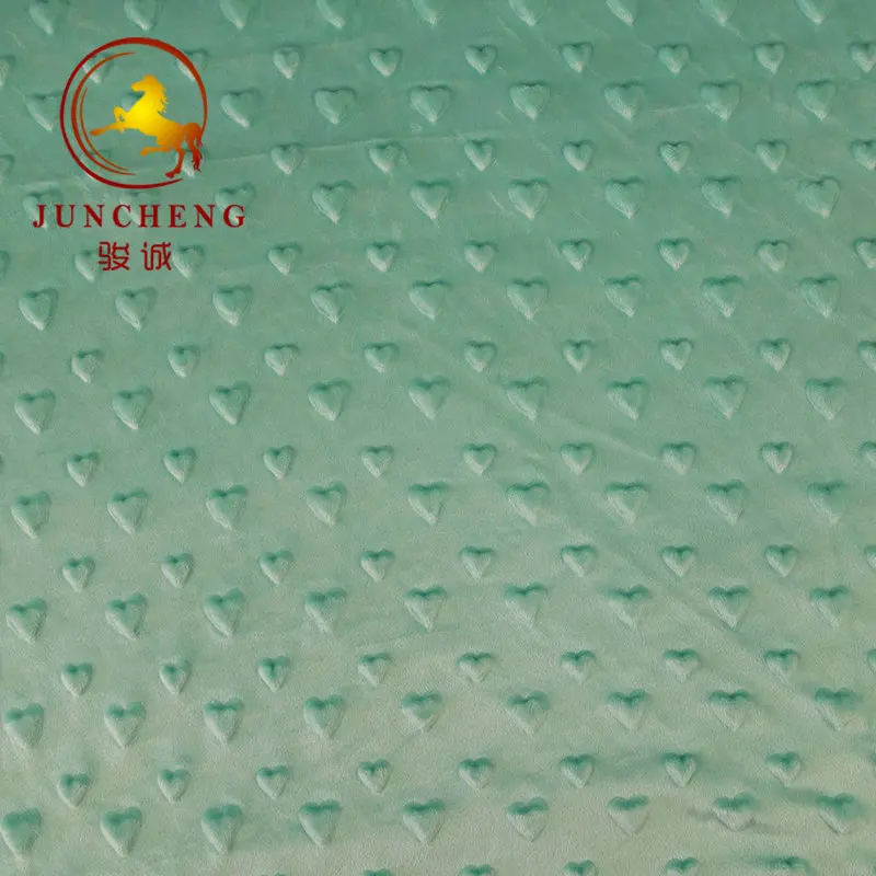 Hot and popular knit soft velvet minky heart shape blanket fabric for baby using