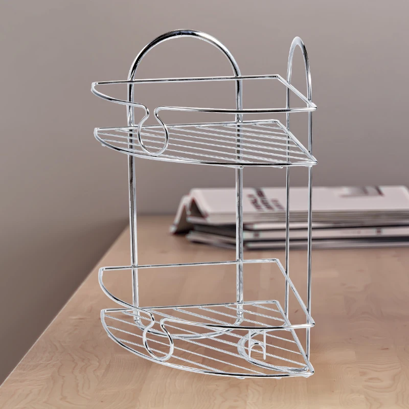 Bathroom Dual Tier Shelf Shower Shampoo Soap Cosmetic Iron CornorShelves Bathroom Accessories Storage Organizer Rack Holder