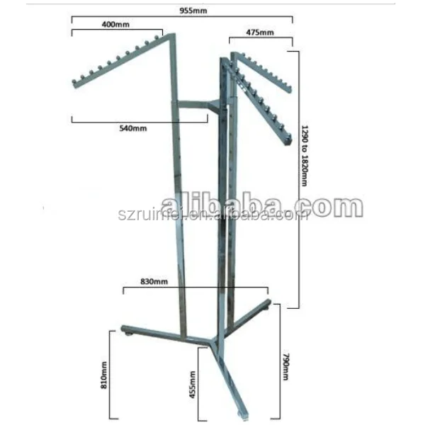 4 Way boutique display rack clothing store boutique rack hot selling