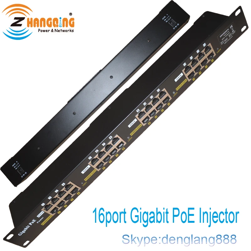 Rack mount Gigabit Passive POE Panel 24v 48v 56v PoE Injector 16 Port for Wireless AP