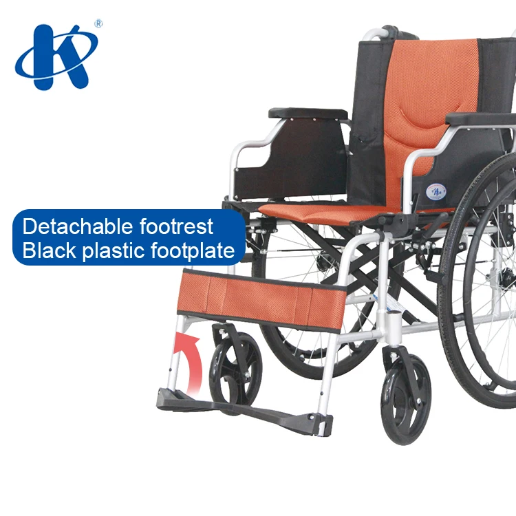 Kaiyang KY868LFJ-A lightweight Foldable detachable footrest manual Wheel chair flip up PU armrest Aluminum manual Wheelchairs