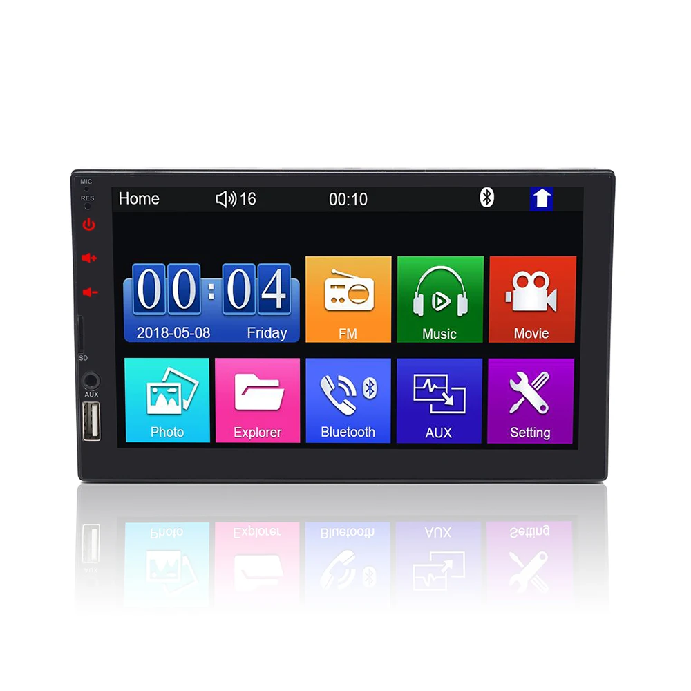 touch key 7inch 2 din mp5 with mirror link, BT and USB port