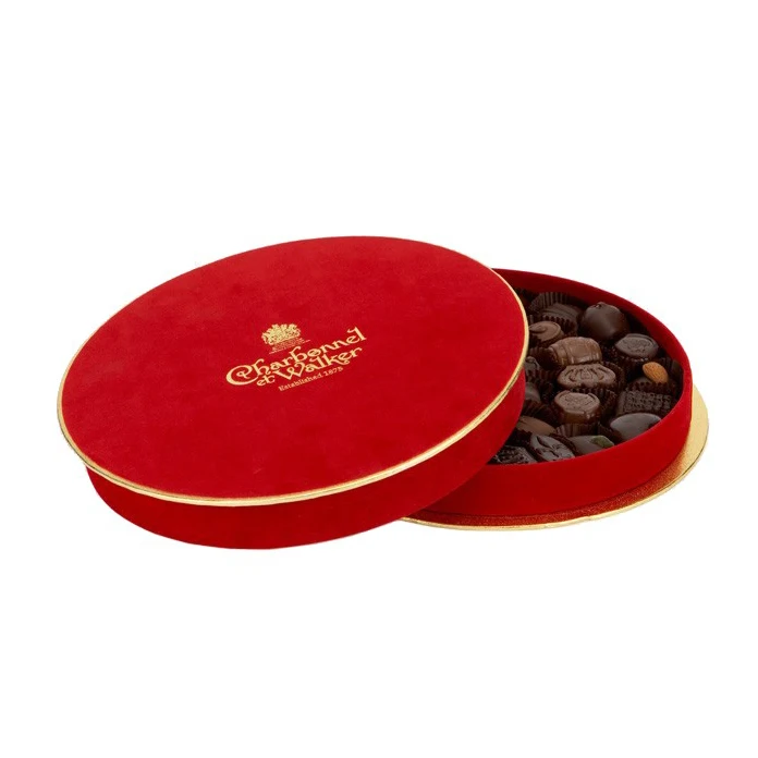 Fancy chocolate box paper velvet chocolate paper packaging box round chocolate box