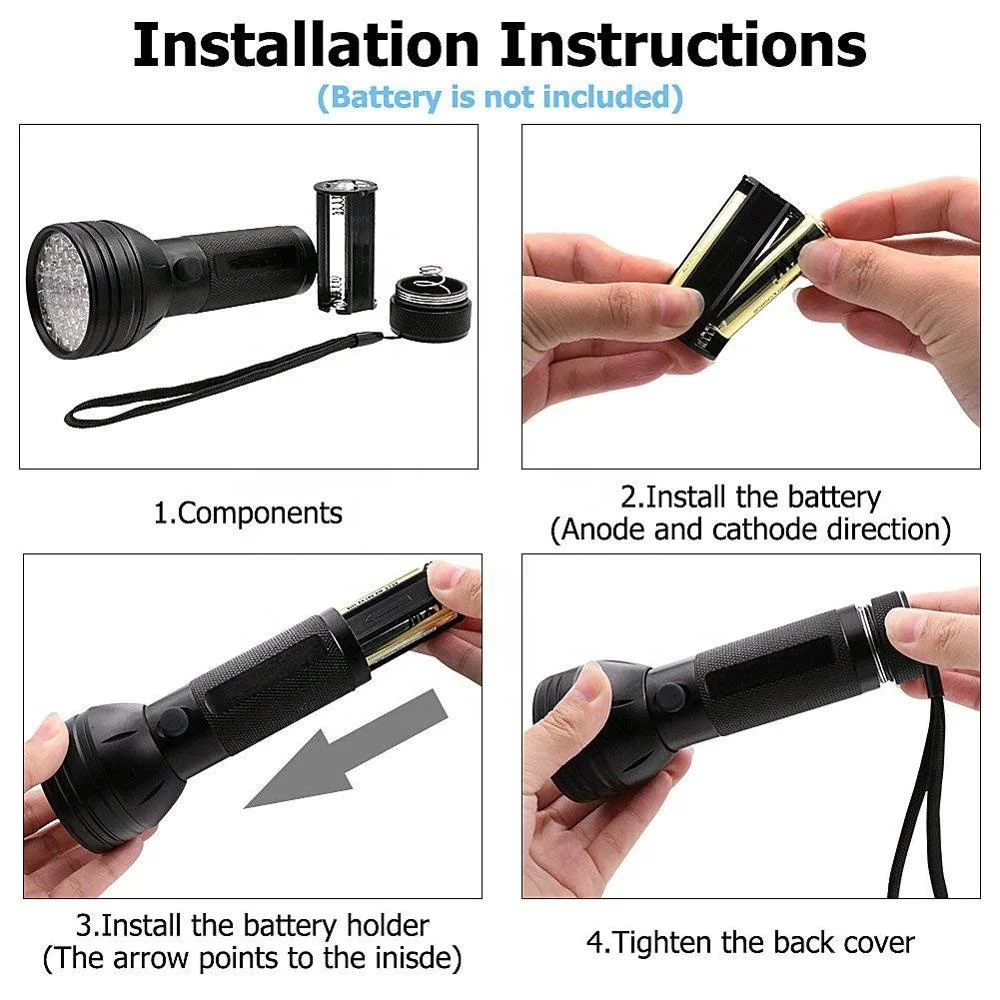 УФ-Фонарик Kongbo, 51 светодиод, 395 нм