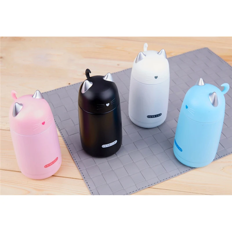 Cute Cat Thermos Cup Kids Thermo Mug Drinkware Child 330ML Water Bottle Stainless Steel Vacuum Flask Portable Leak-proof Tumbler