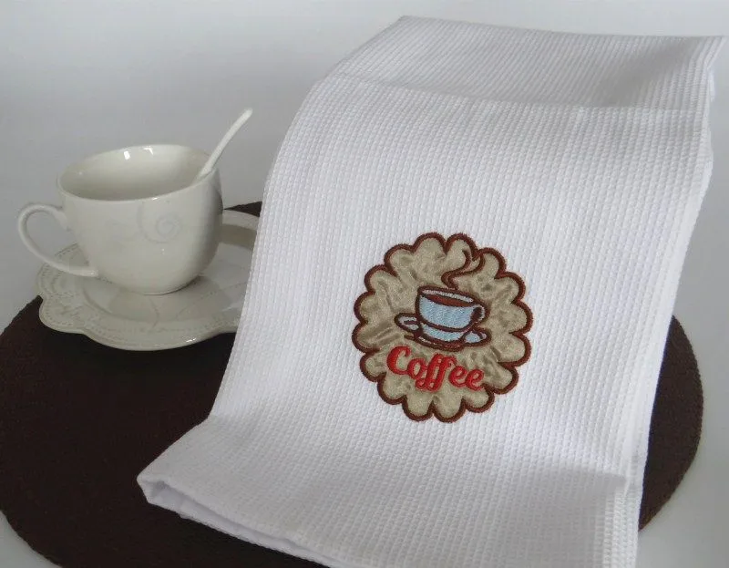 High Quality Custom White Waffle Embroidery Hotel Kitchen Towel Table Napkin