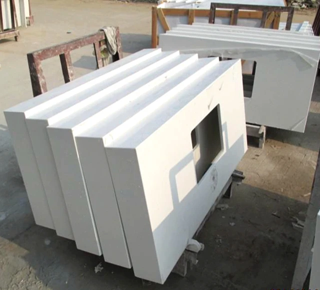 Popular Customized  White Quartz Stone  Kitchen Countertop  and  Vanty top