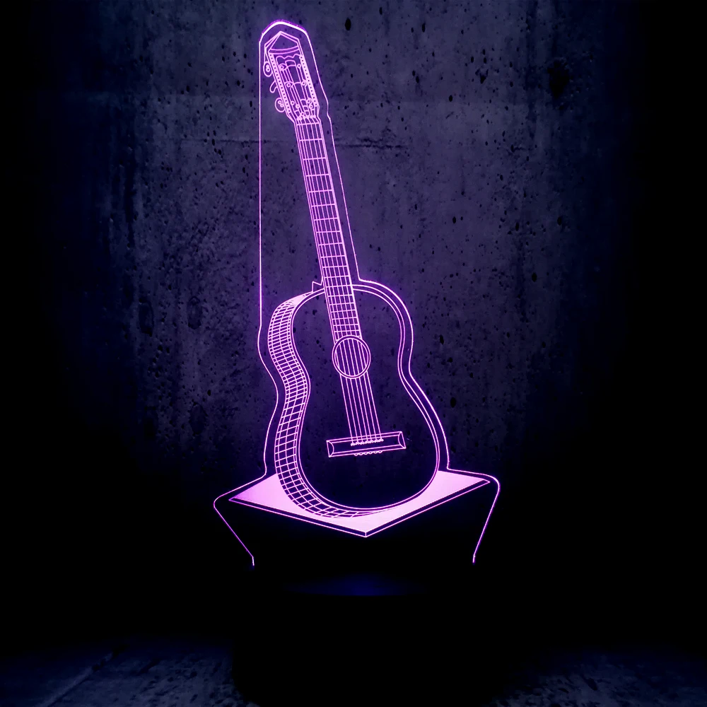 Creative POP Country Music Guitar 3D USB LED Lamp 7 Color Change RGB Night Light Bedroom Decor Lighting Musical Instruments