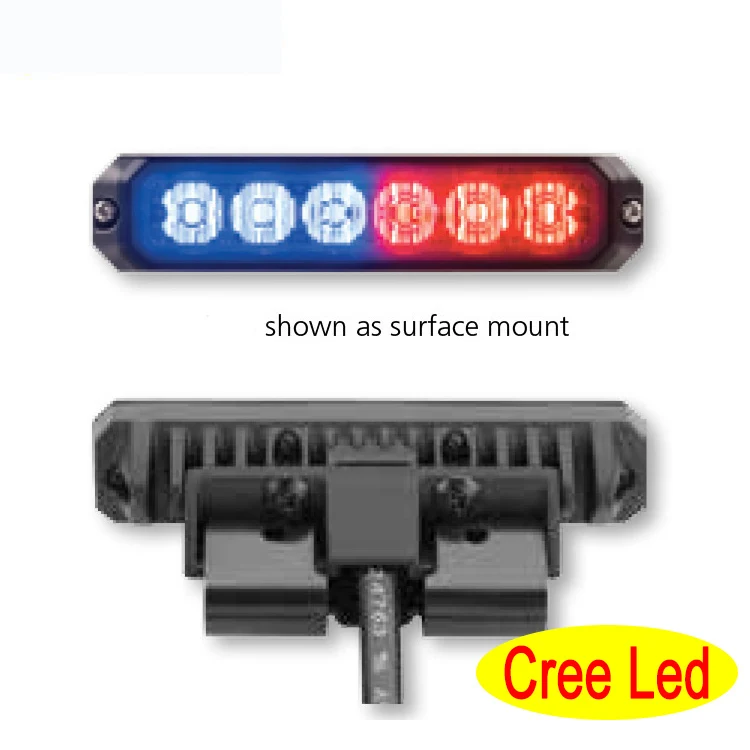 Red and blue strobe 6 led mini grille lighthead police lights warning for vehicles