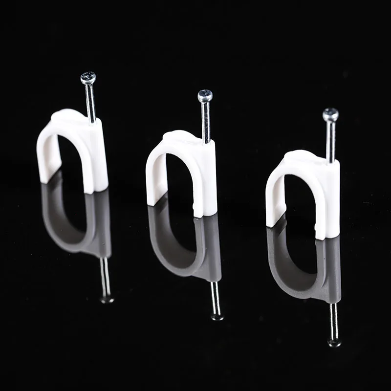 
Flat electrical cable wire cord and plastic cable clips 