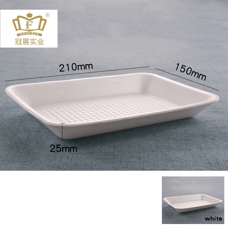21*15*2.5 Disposable plastic foam tray food grade ps material foam plate for supermarket frozen meat food pack party plate