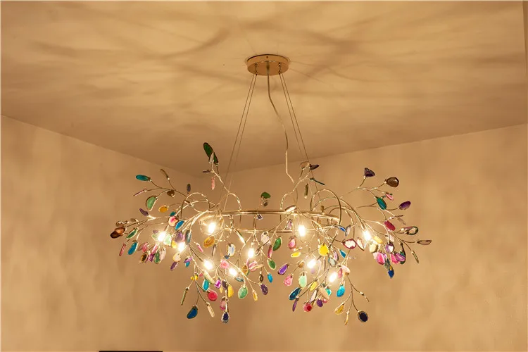 
New style Industrial fancy custom colorful agate home loft Chandelier ceiling pendant lights 