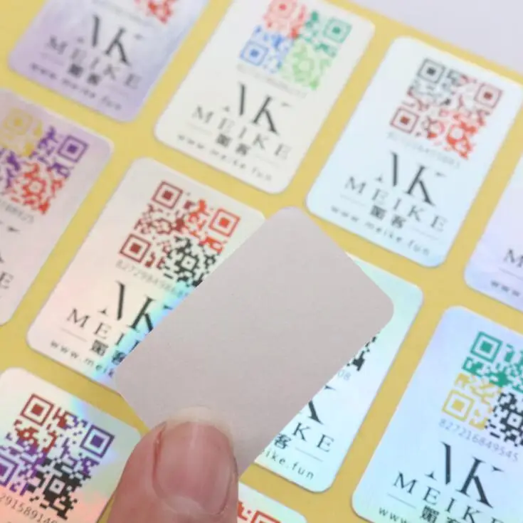 Manufacture Custom Water Resistant Hologram QR Code Serial Number Barcode Security Silver PET Label