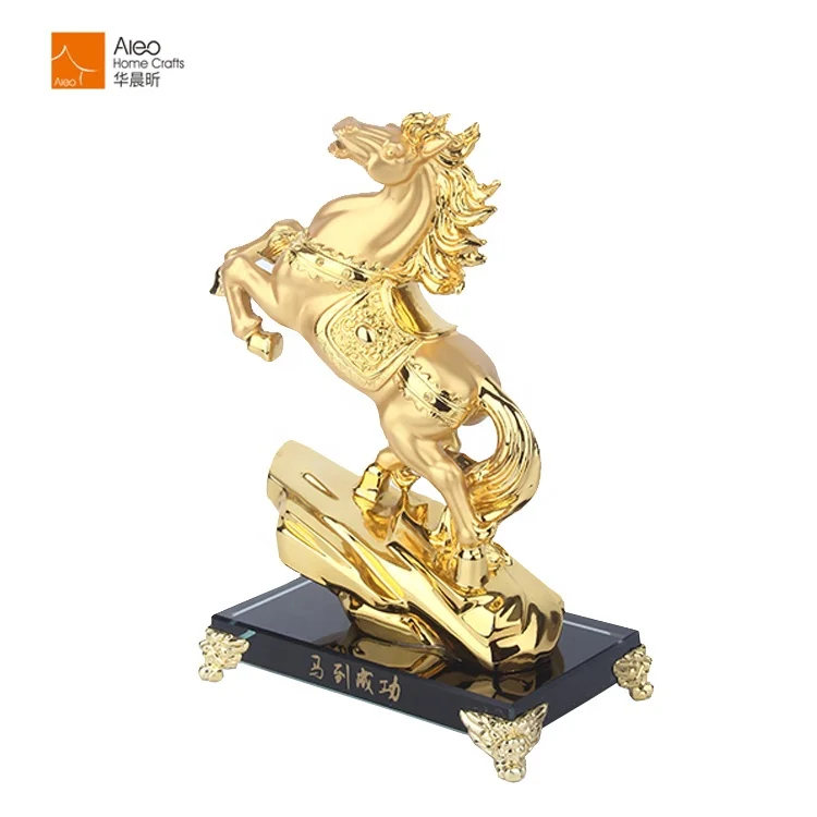 Handmade Craft Small Horse Golden Statue For Home Decoration