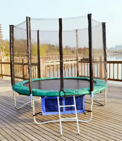 244cm 250cm outdoor gymnastic trampoline with high quality PE safety net